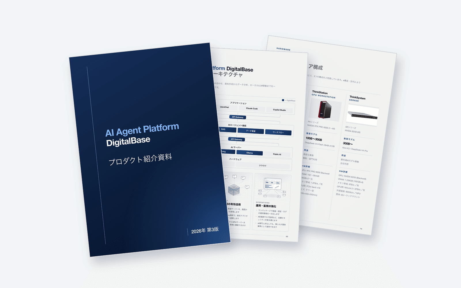 DigitalBase プロダクト紹介資料 の表紙と中面